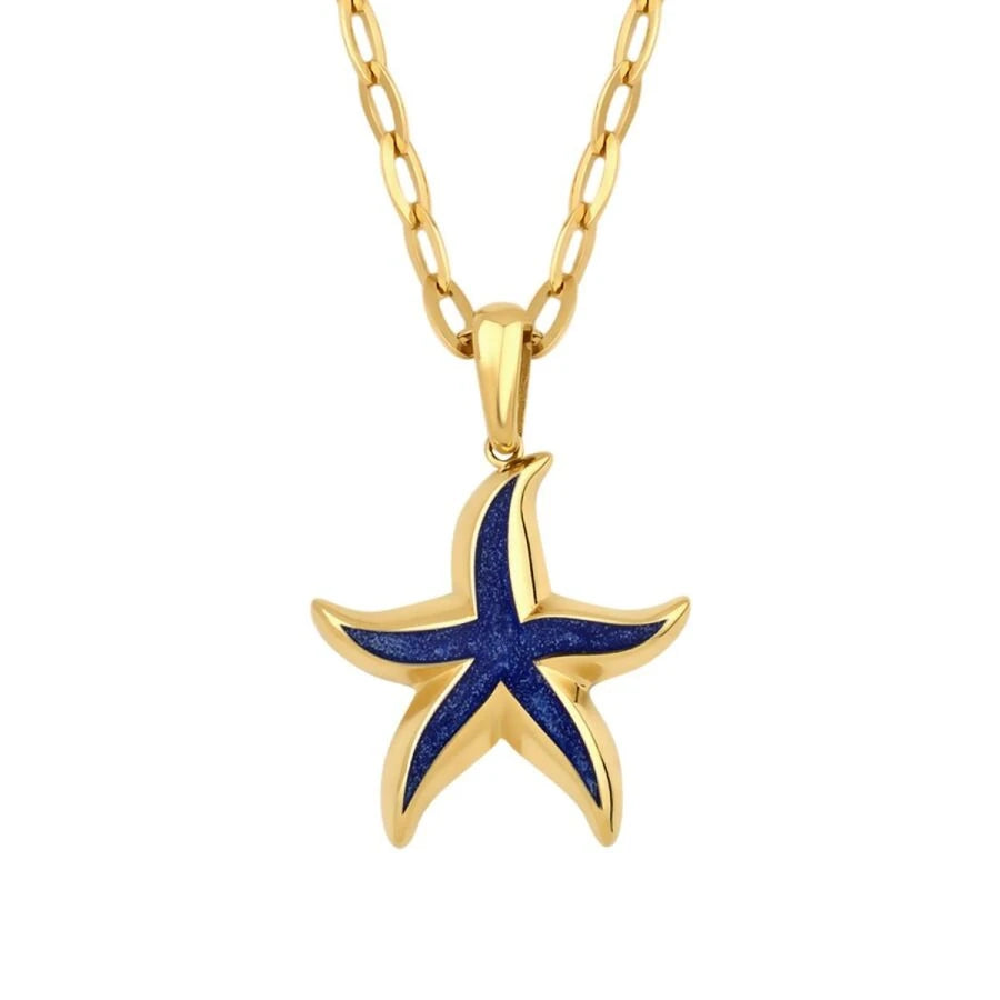Gold Blaue Seestern Halskette