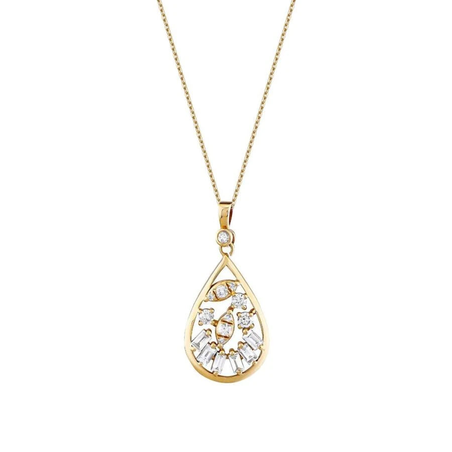 0.37 ct. Diamant Tropfen Baguette Halskette