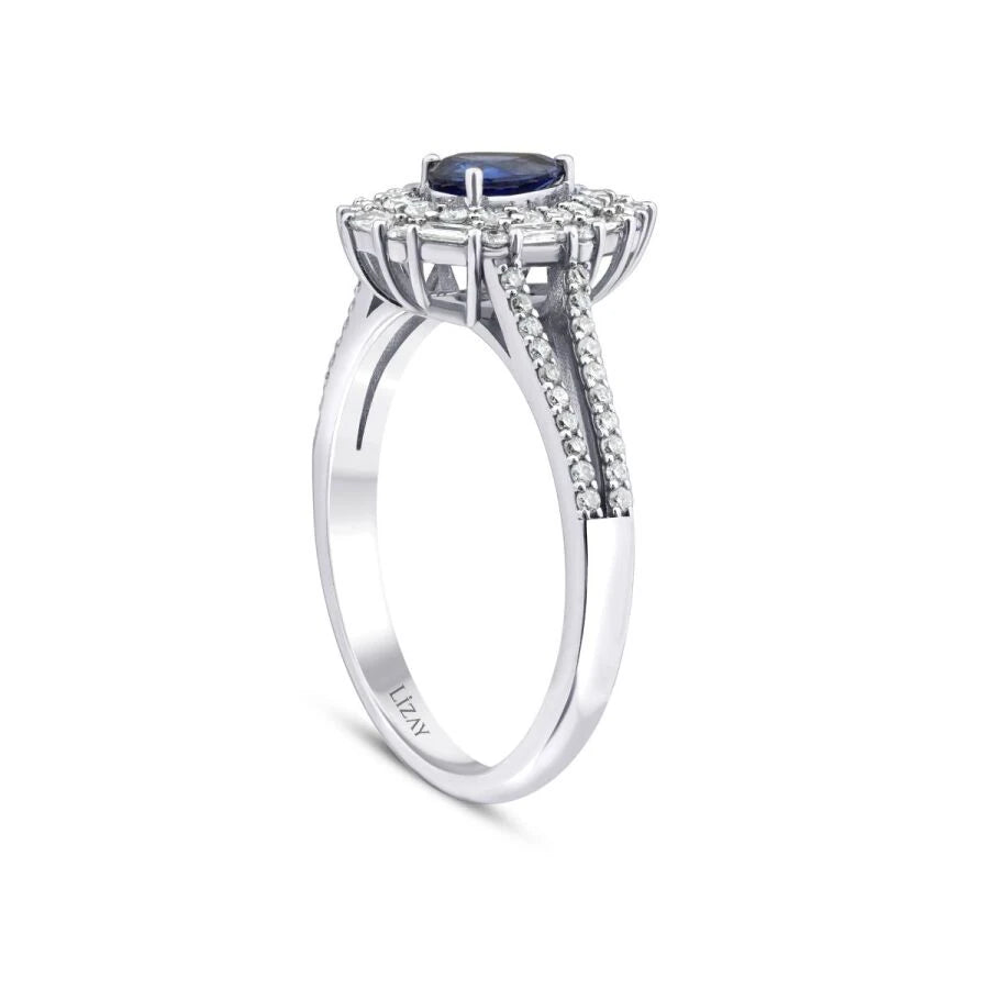 1.30 ct. Diamant Tropfen Saphir Ring