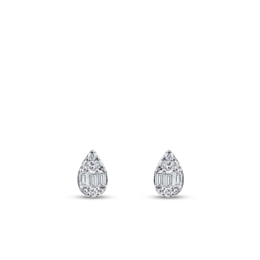 0.14 ct. Diamant Baguette Tropfen Ohrringe