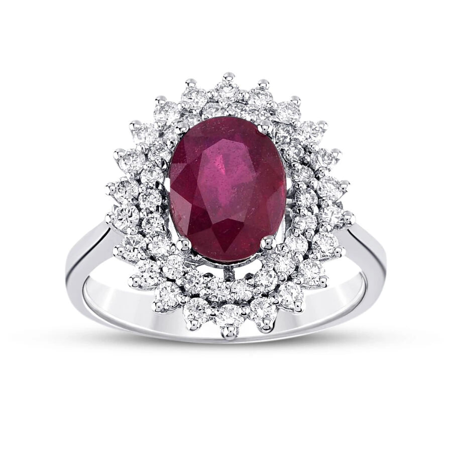 1.24 ct. Diamant Ovale Rubin Ring