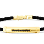 Gold Herren Armband mit schwarzer Steinreihe