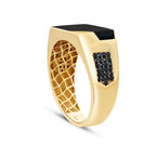 Gold Herren Ring mit schwarzer Emaille