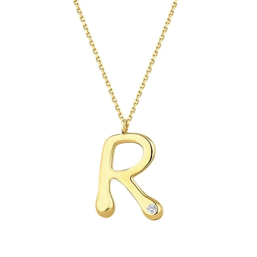 0.02 ct. Diamant R-Buchstabe Halskette