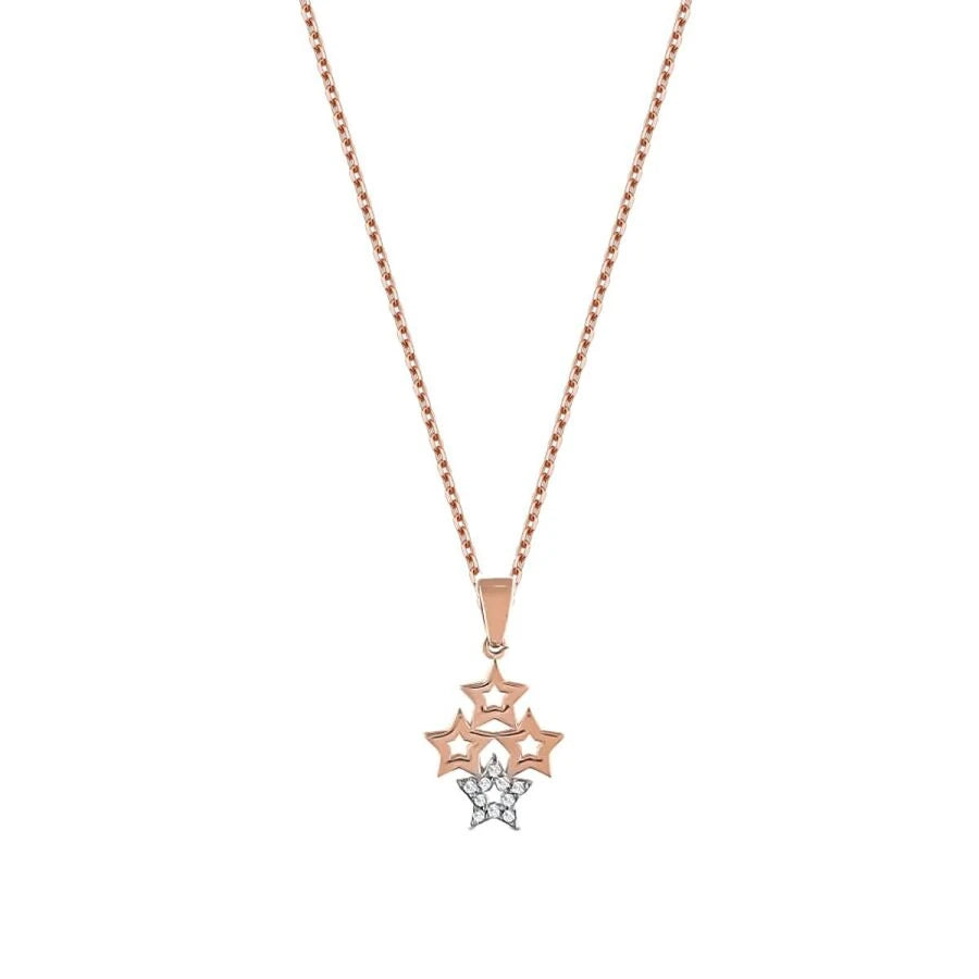 0.04 ct. Diamant Vier-Sterne Halskette