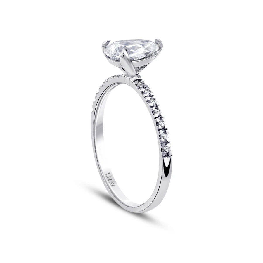 1.12 ct. Diamant Tropfen Solitär Verlobungsring