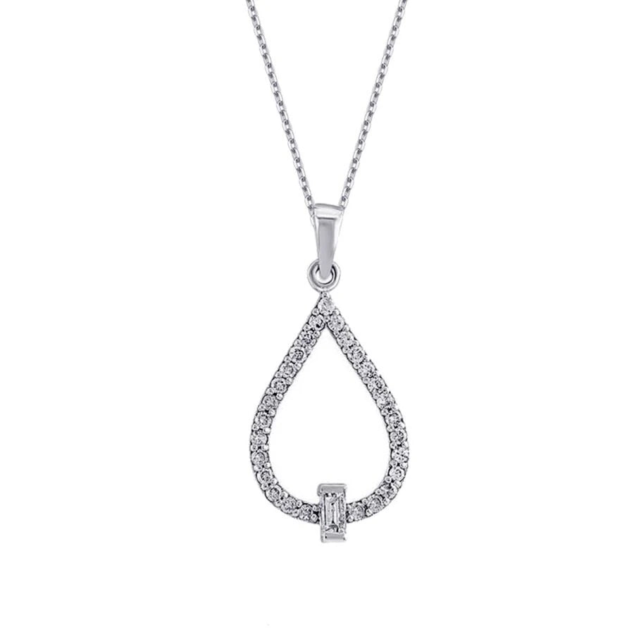 0.22 ct. Diamant Tropfen Baguette Halskette