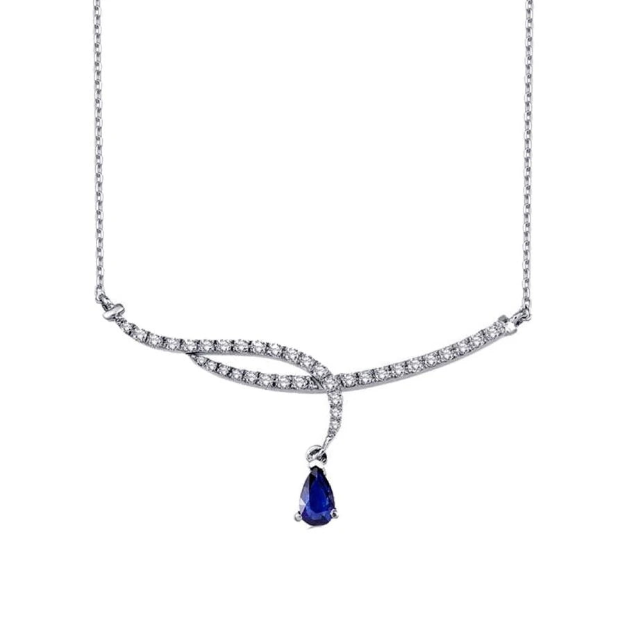 0.79 ct. Diamant Tropfen Saphir Halskette