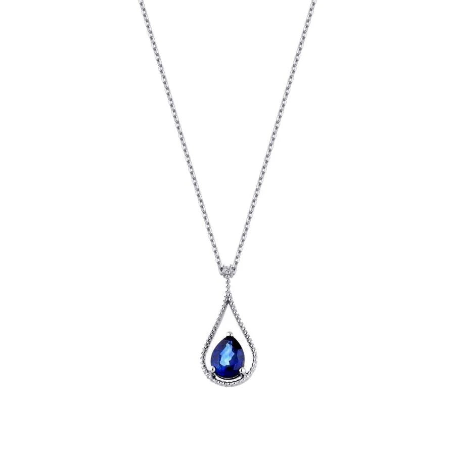 1.98 ct. Diamant Tropfen Saphir Halskette