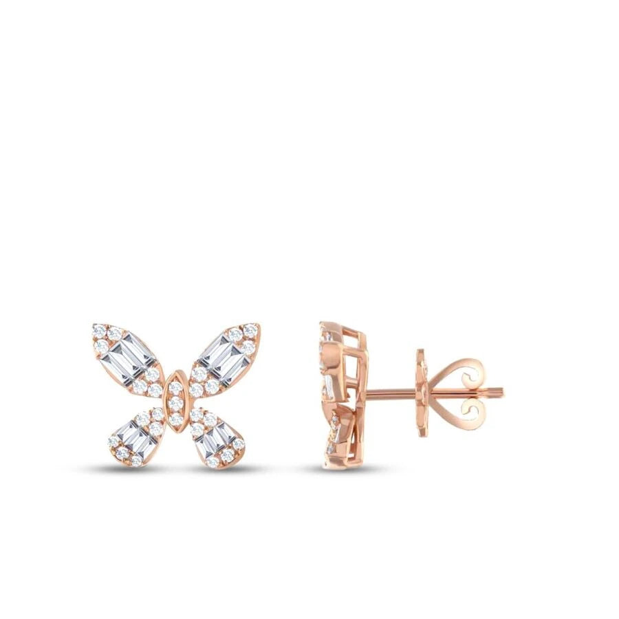 0.58 ct. Diamant Baguette Schmetterling Ohrringe