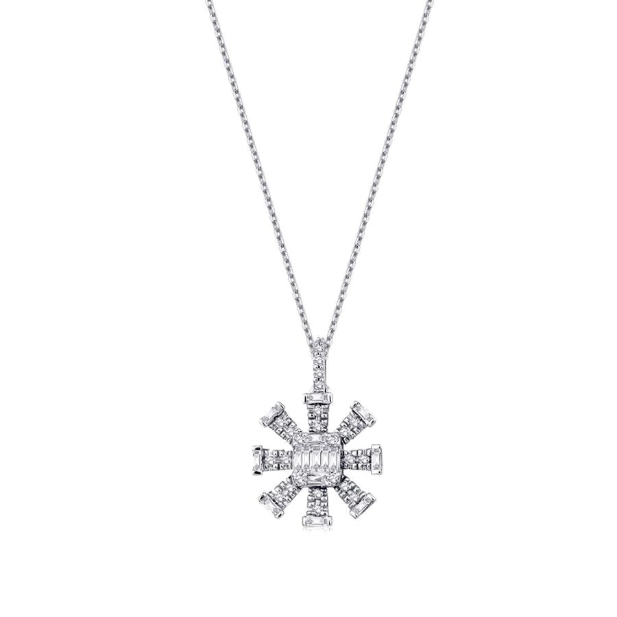 0.23 ct. Diamant Schneeflocken Baguette Halskette