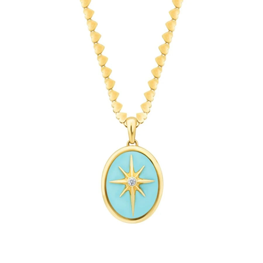 Gold Nordstern Halskette mit blauer Emaille