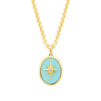 Gold Nordstern Halskette mit blauer Emaille