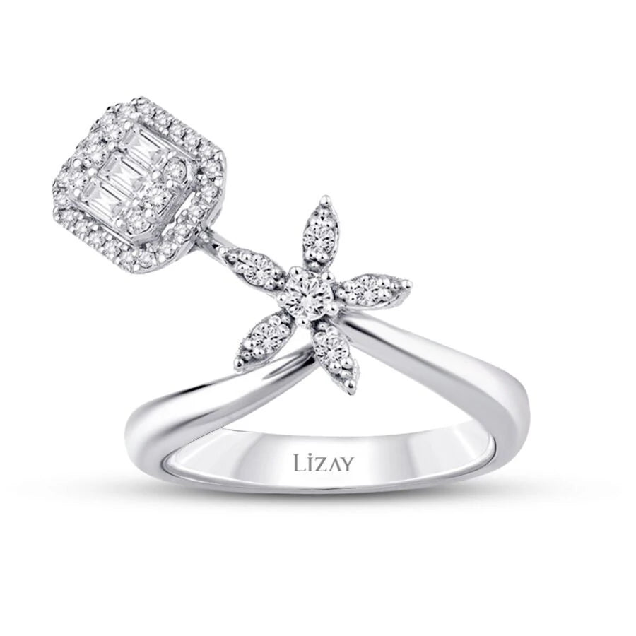0.44 ct. Diamant Blumen Baguette Ring