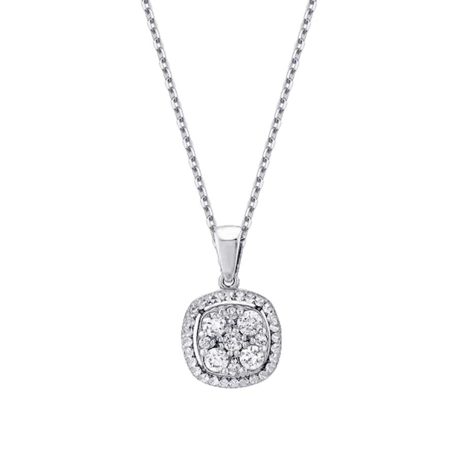 0.21 ct. Diamant Halskette mit Effekt Rand und Steinbesatz