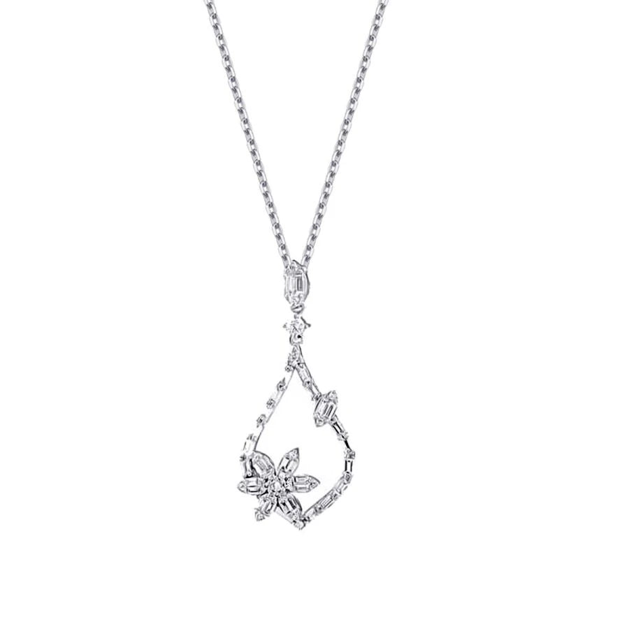 0.63 ct. Diamant Blumen Baguette Halskette