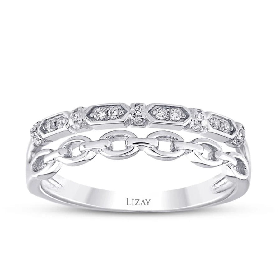 0.10 ct. Diamant Zweireihiger Halb-Eternity Ring