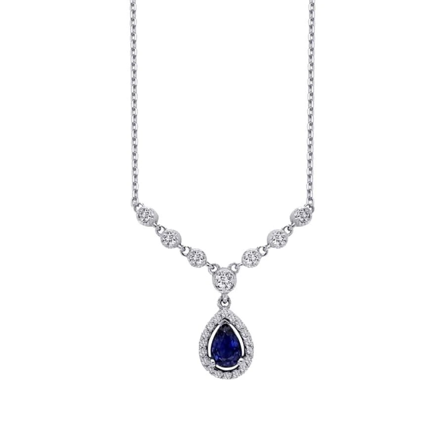 0.67 ct. Diamant Tropfen Saphir Halskette