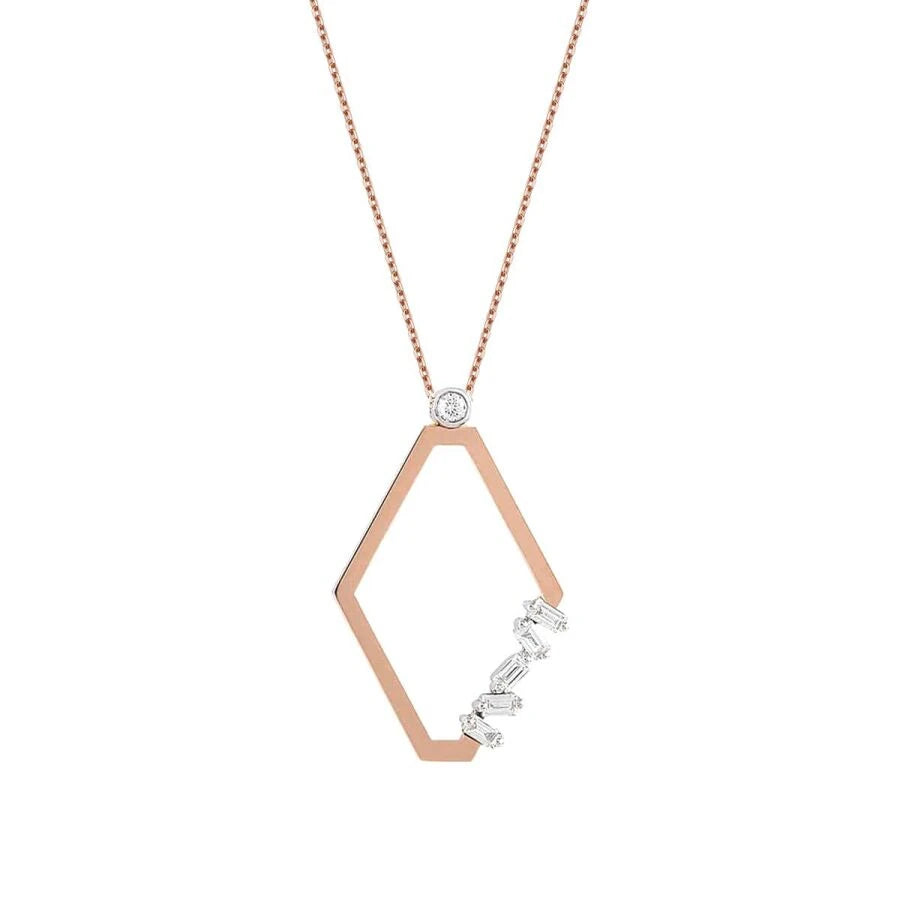 0.15 ct. Diamant Rautenförmige Baguette Halskette