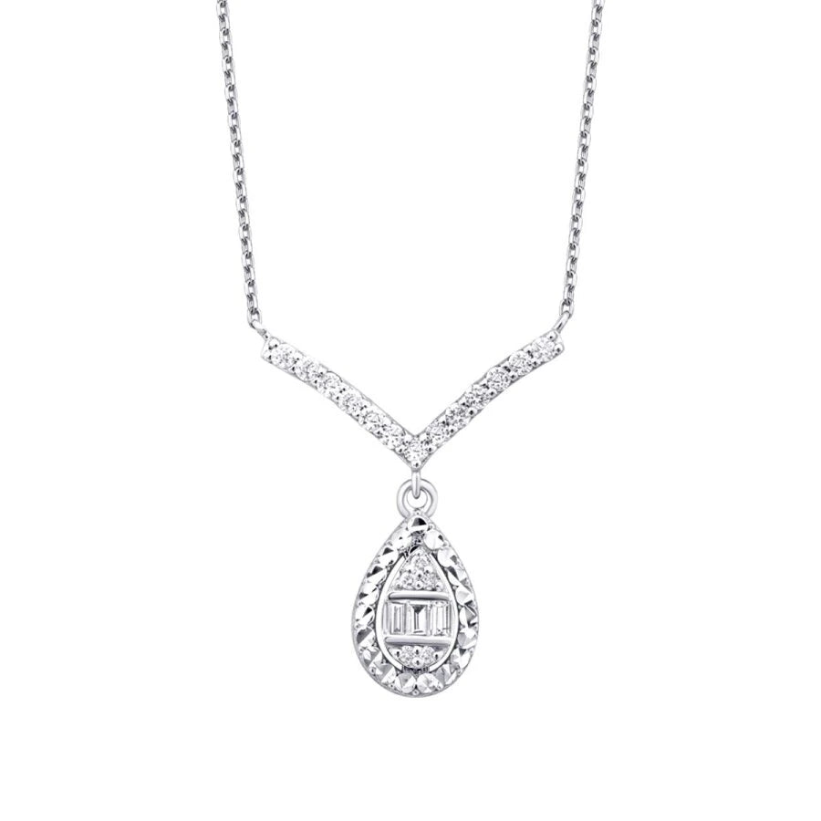 0.20 ct. Diamant Tropfen Baguette Halskette