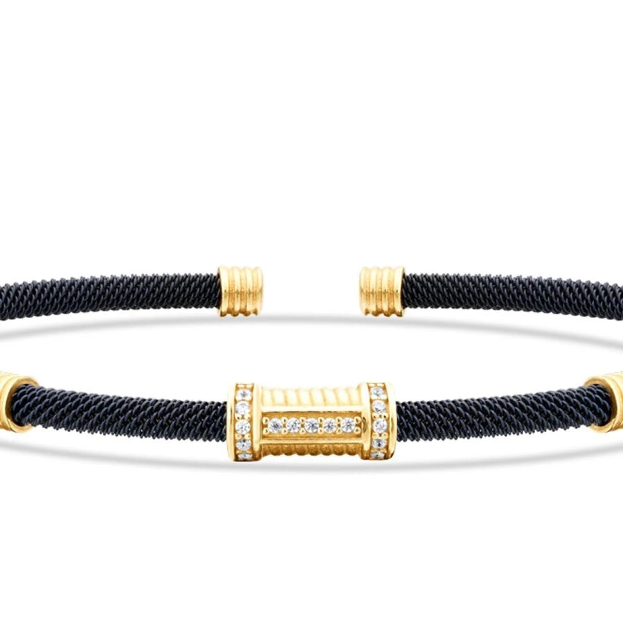 Gold Herren Armband mit Zylinderdetail