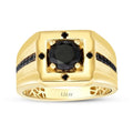Gold Herren Ring mit großem schwarzem Stein