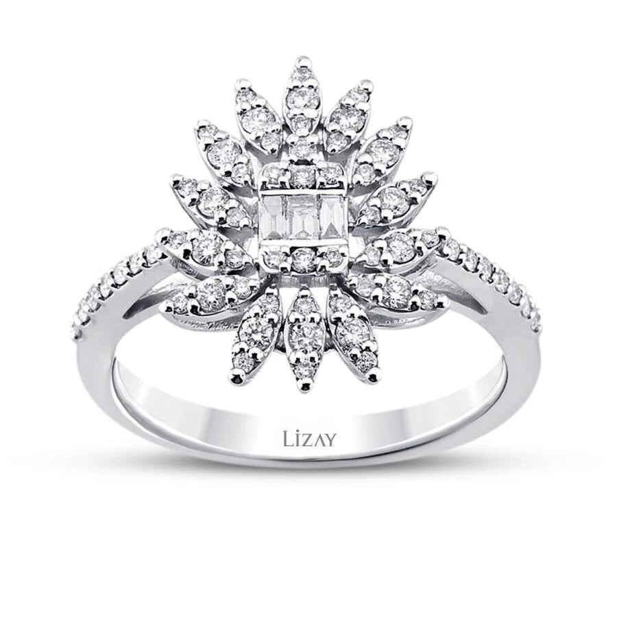 0.48 ct. Diamant Baguette Blumen Ring