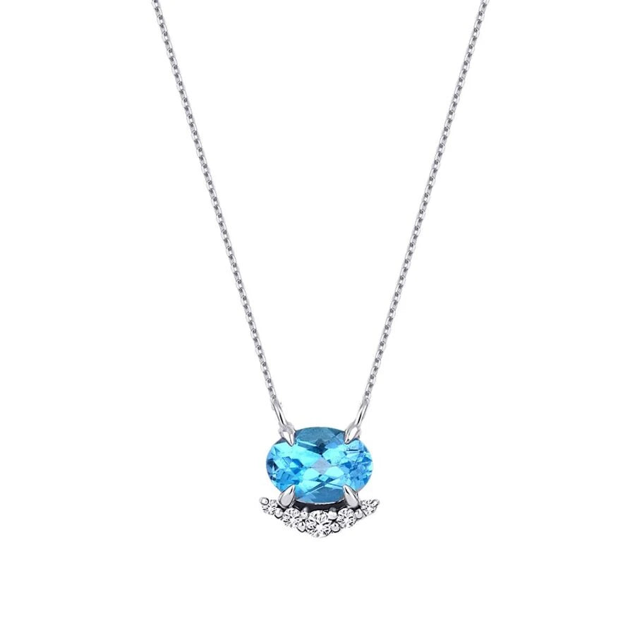 0.99 ct. Diamant Blauer Topas Halskette