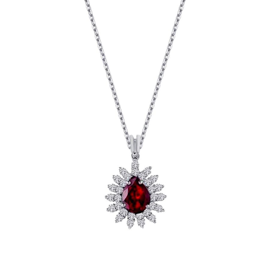 3.12 ct. Diamant Tropfen Rubin Halskette
