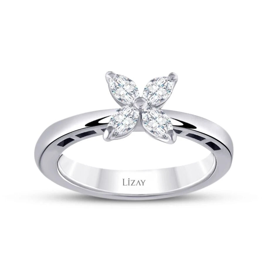 0.39 ct. Diamant Blumen Marquise Ring