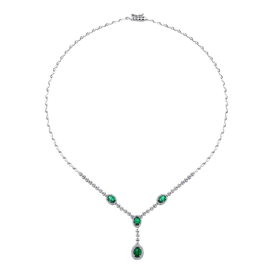 2.84 ct. Diamant Smaragd Halskette