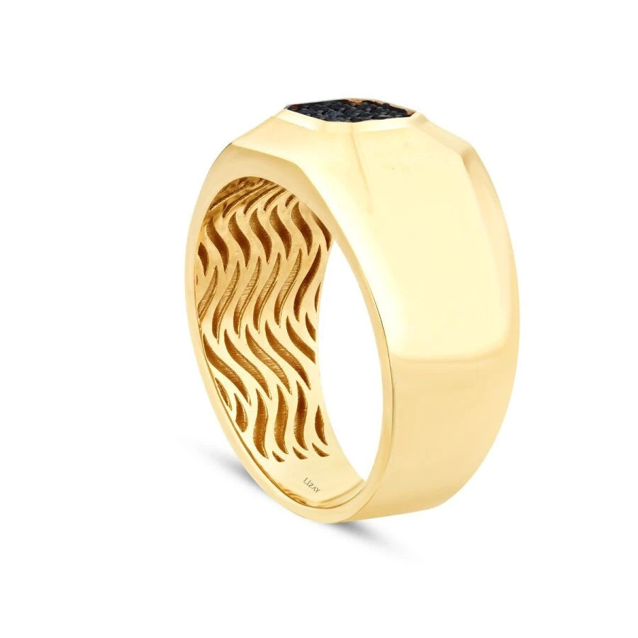 Gold Herren Ring mit schwarzem quadratischem Stein