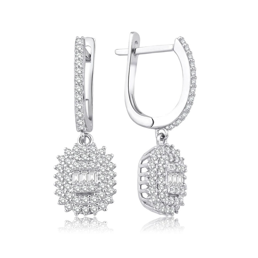 Gold Ohrringe mit hängenden Baguette-Steinen