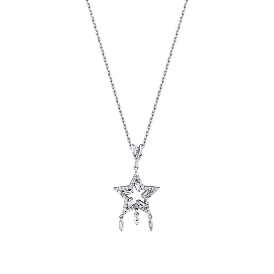 0.38 ct. Diamant Baguette Stern Halskette