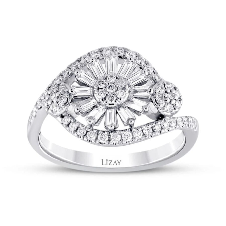 0.67 ct. Diamant Baguette Blumen Ring