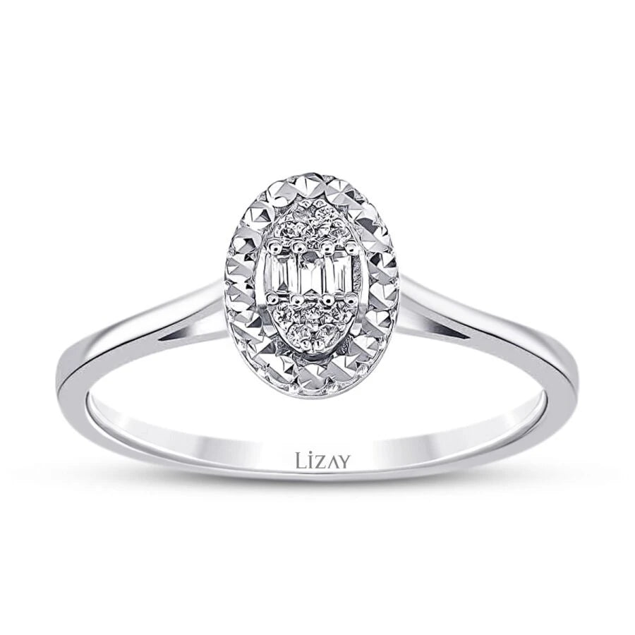 0.06 ct. Diamant Effekt Ovale Baguette Ring