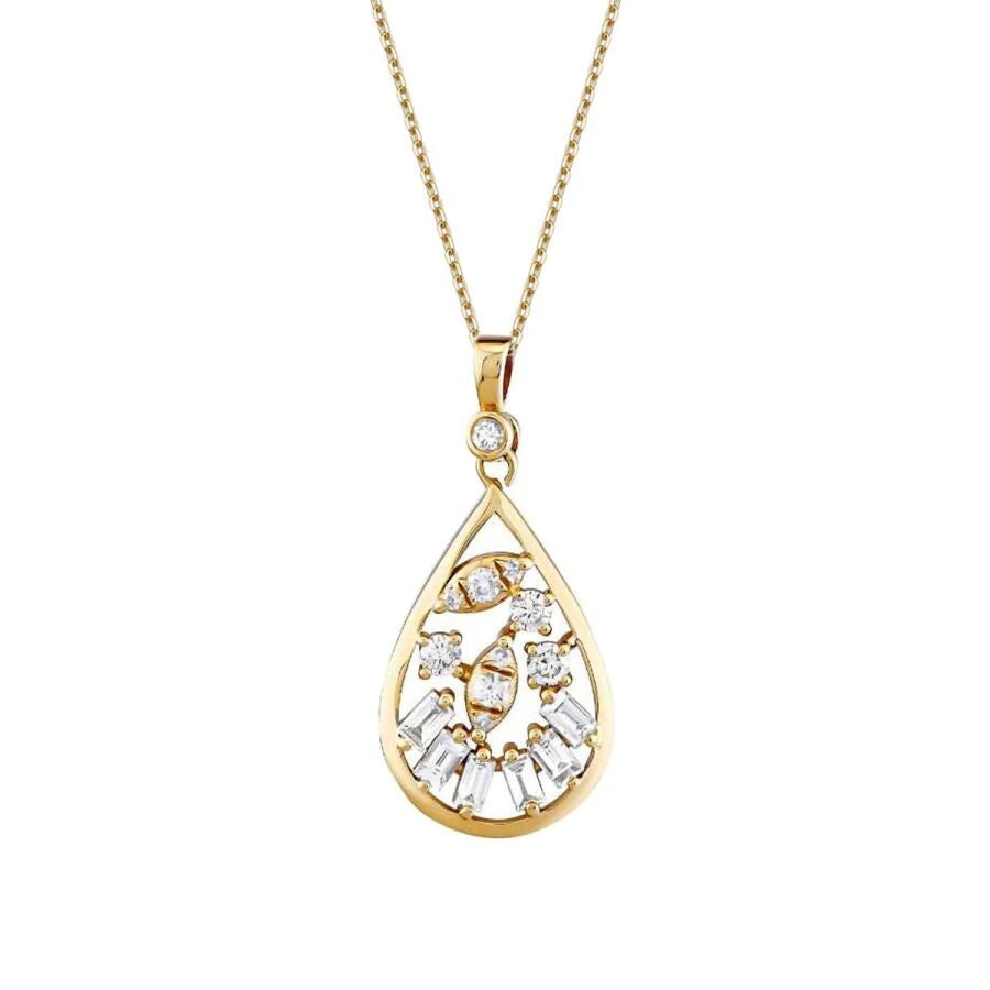 0.37 ct. Diamant Tropfen Baguette Halskette