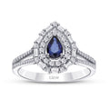 1.30 ct. Diamant Tropfen Saphir Ring