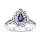 1.30 ct. Diamant Tropfen Saphir Ring