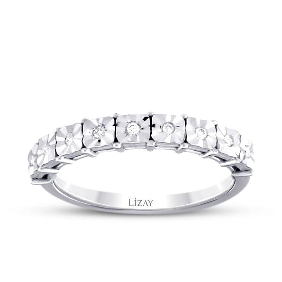0.07 ct. Diamant Effekt Halb-Eternity Ring