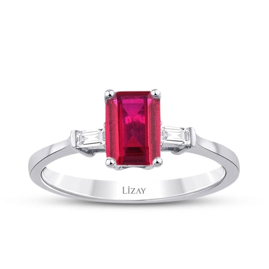 1.20 ct. Diamant Baguette Rubin Ring