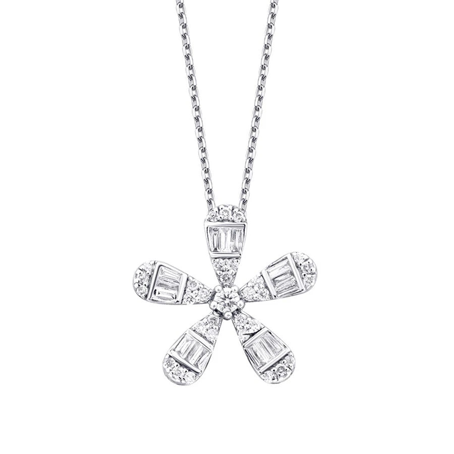 0.23 ct. Diamant Baguette Blumen Halskette