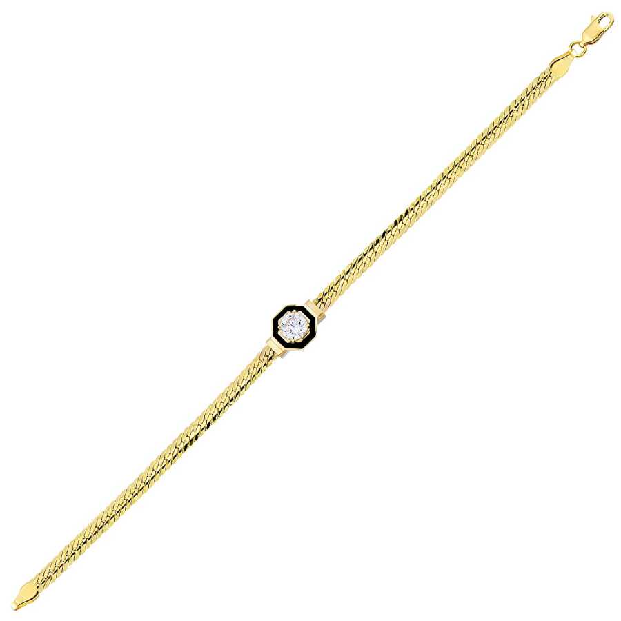 Gold Schwarze Emaille Armband