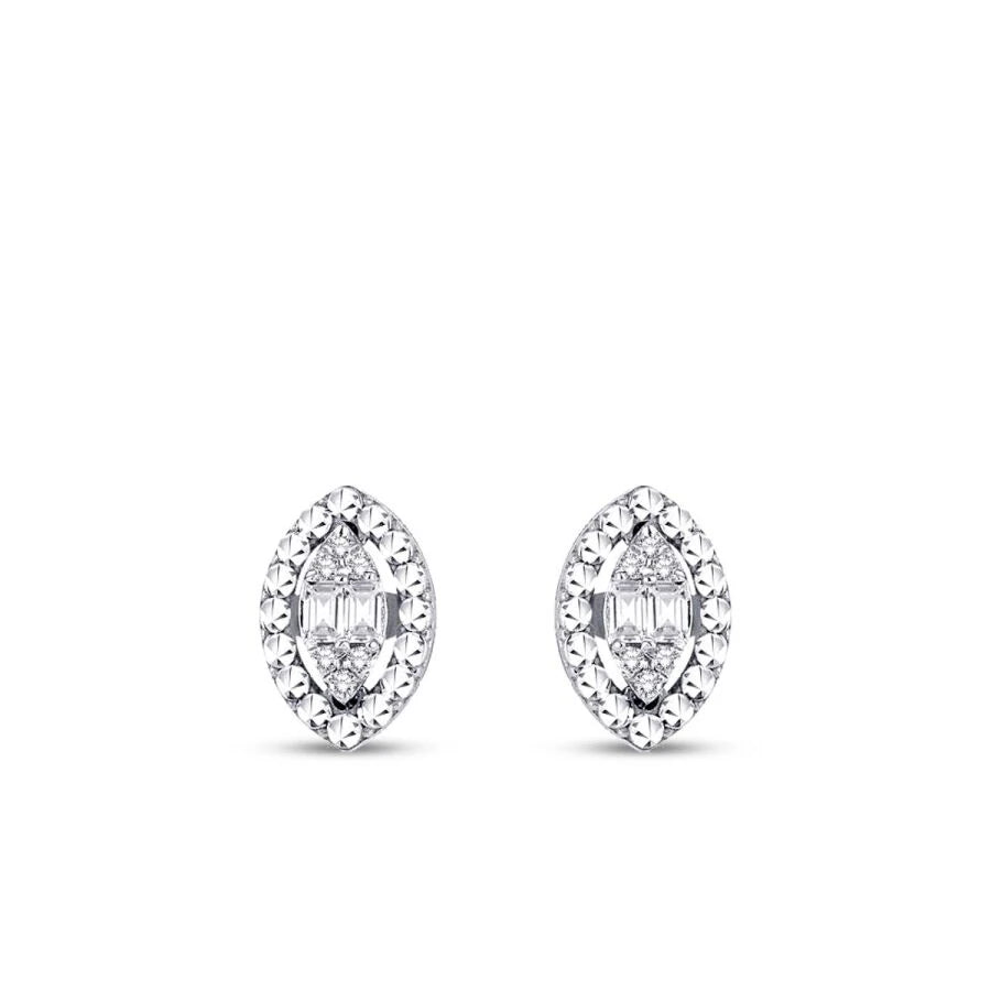 0.10 ct. Diamant Effekt Baguette Tropfen Ohrringe