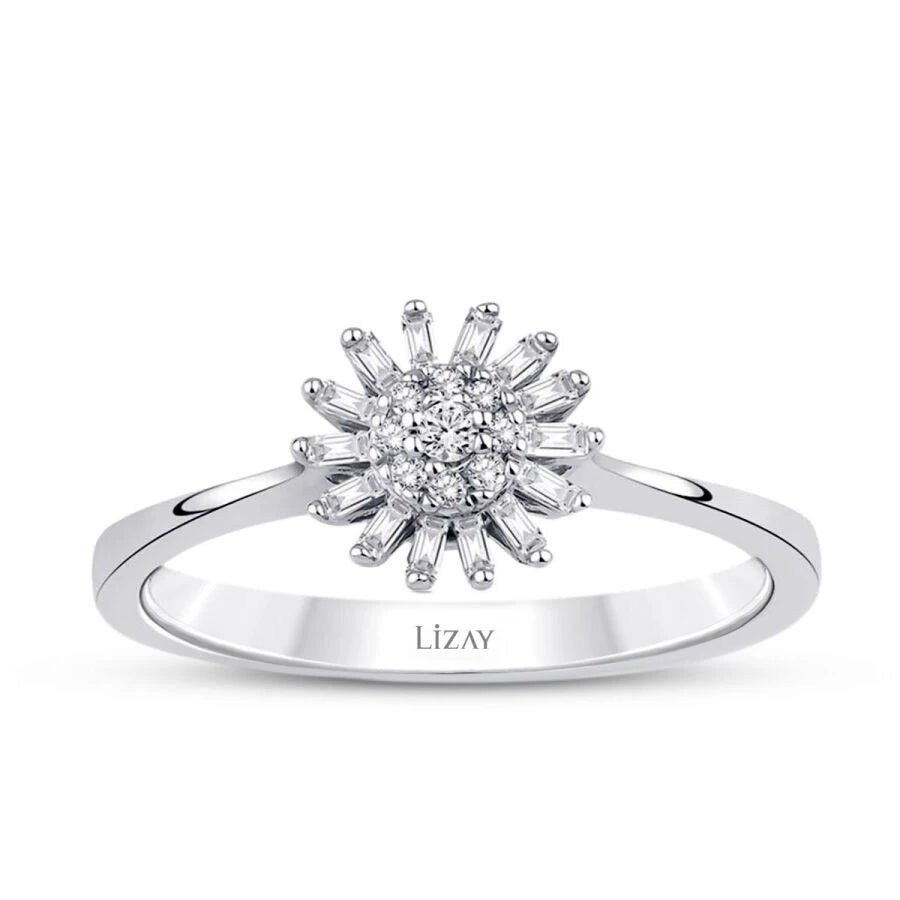 0.12 ct. Diamant Blumen Baguette Ring