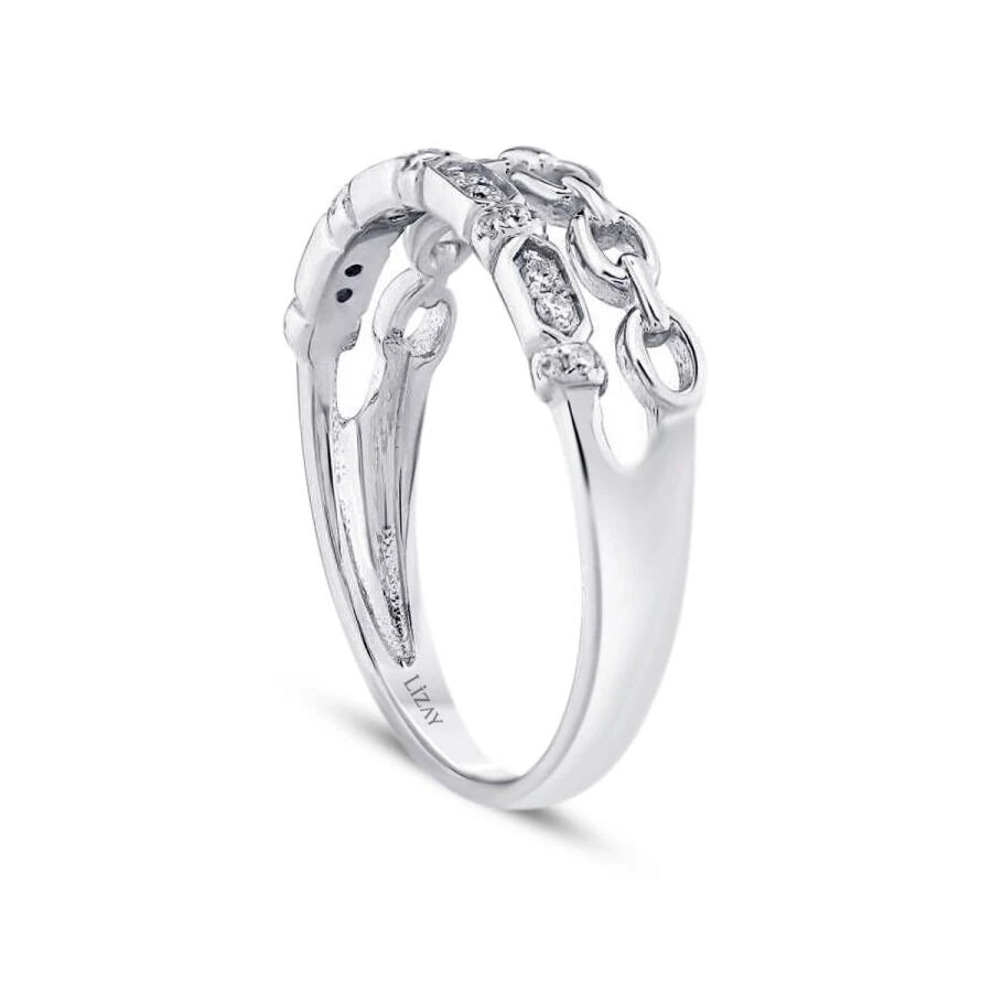 0.10 ct. Diamant Zweireihiger Halb-Eternity Ring