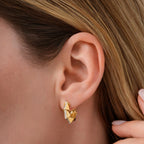 Gold spitze Creolen mit Stein