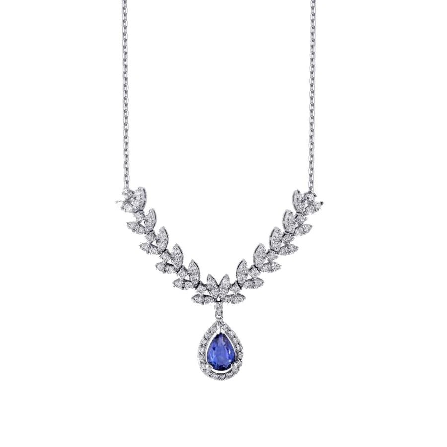 1.20 ct. Diamant Tropfen Saphir Halskette