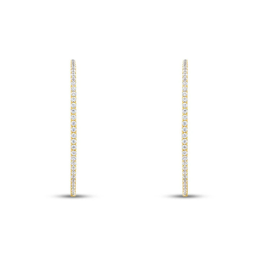 Gold Stone Hoop Earrings