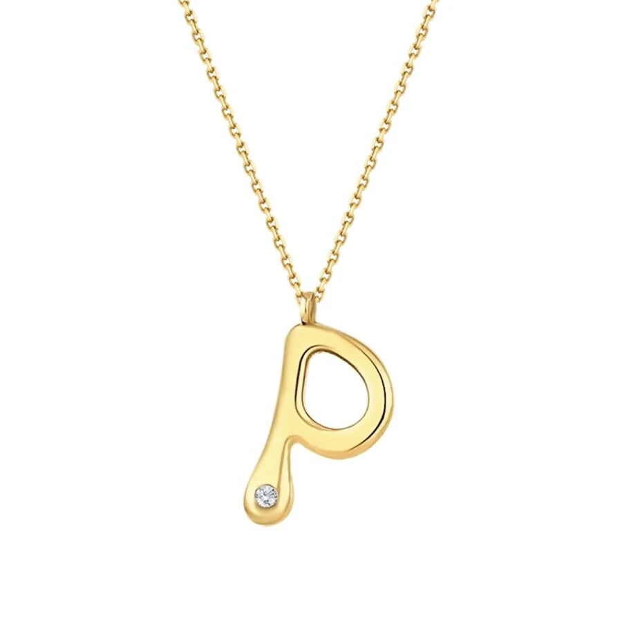 0.02 ct. Diamant P-Buchstabe Halskette